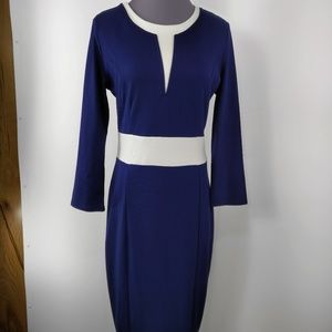 Sz L New WOOSEA  Blue/White Dress